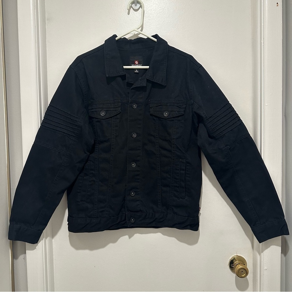 SouthPole Jacket Men's‎ Large Black Denim Trucker Button Front